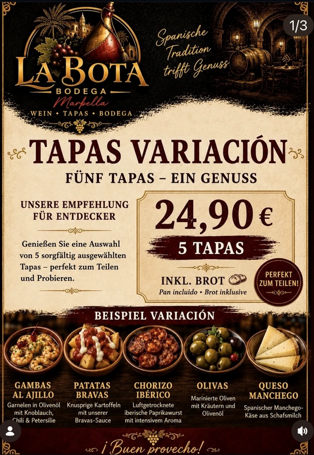 Tapas Variación mit fünf Tapas